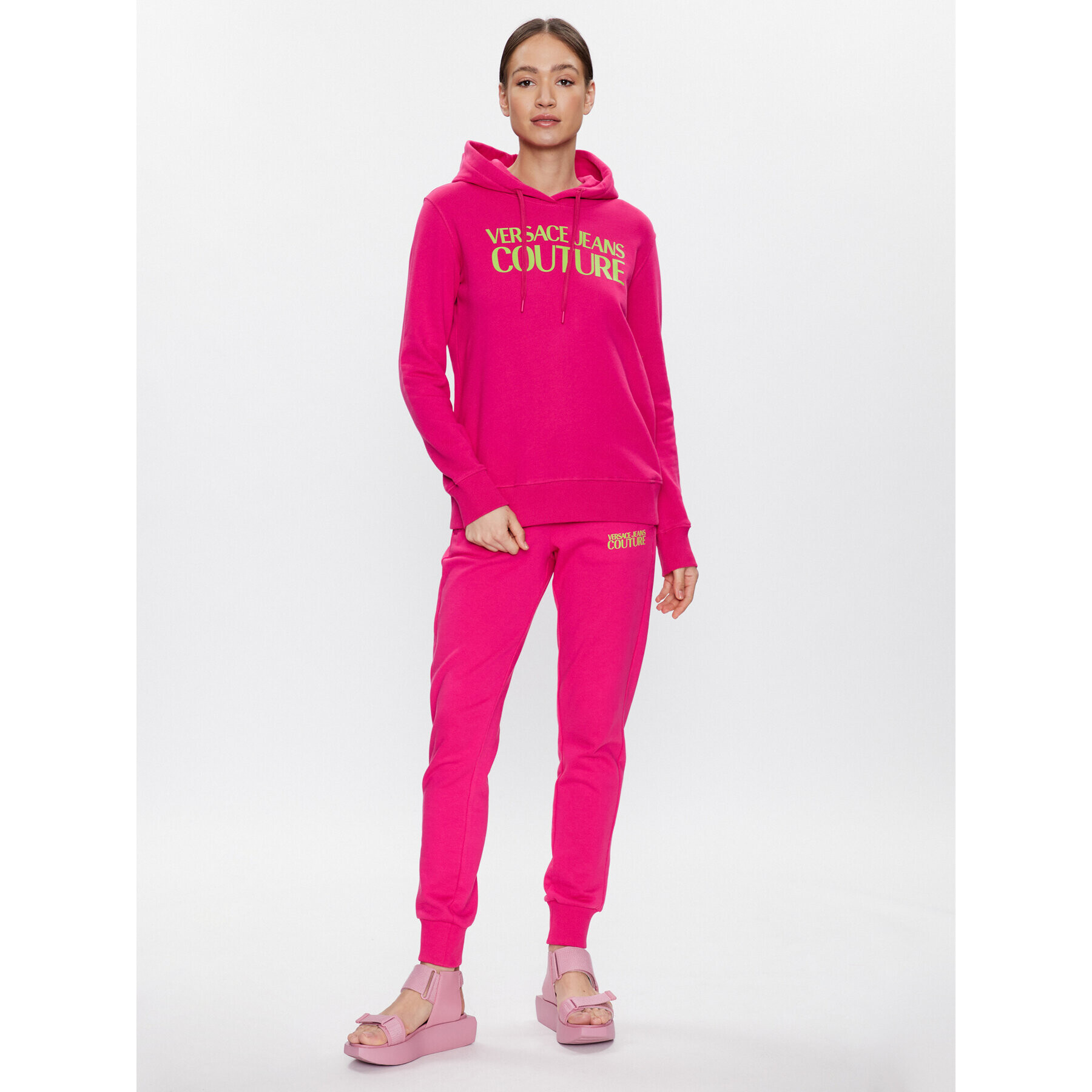 Versace Jeans Couture Spodnji del trenirke Logo 74HAAT03 Roza Regular Fit - Pepit.si