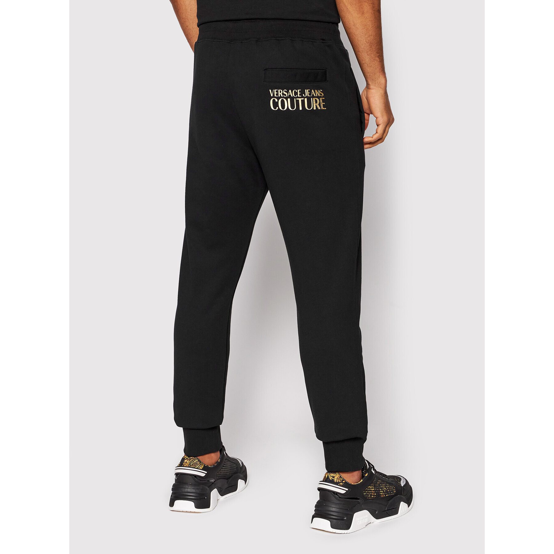 Versace Jeans Couture Spodnji del trenirke Logo Thick Foil 72GAAT01 Črna Regular Fit - Pepit.si