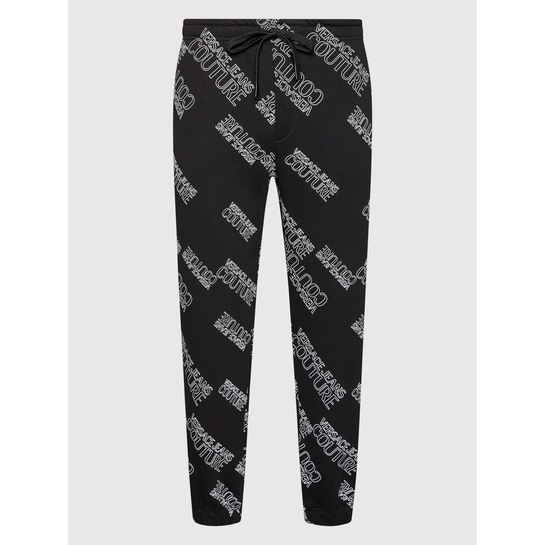 Versace Jeans Couture Spodnji del trenirke Print Logo 72GAA316 Črna Regular Fit - Pepit.si