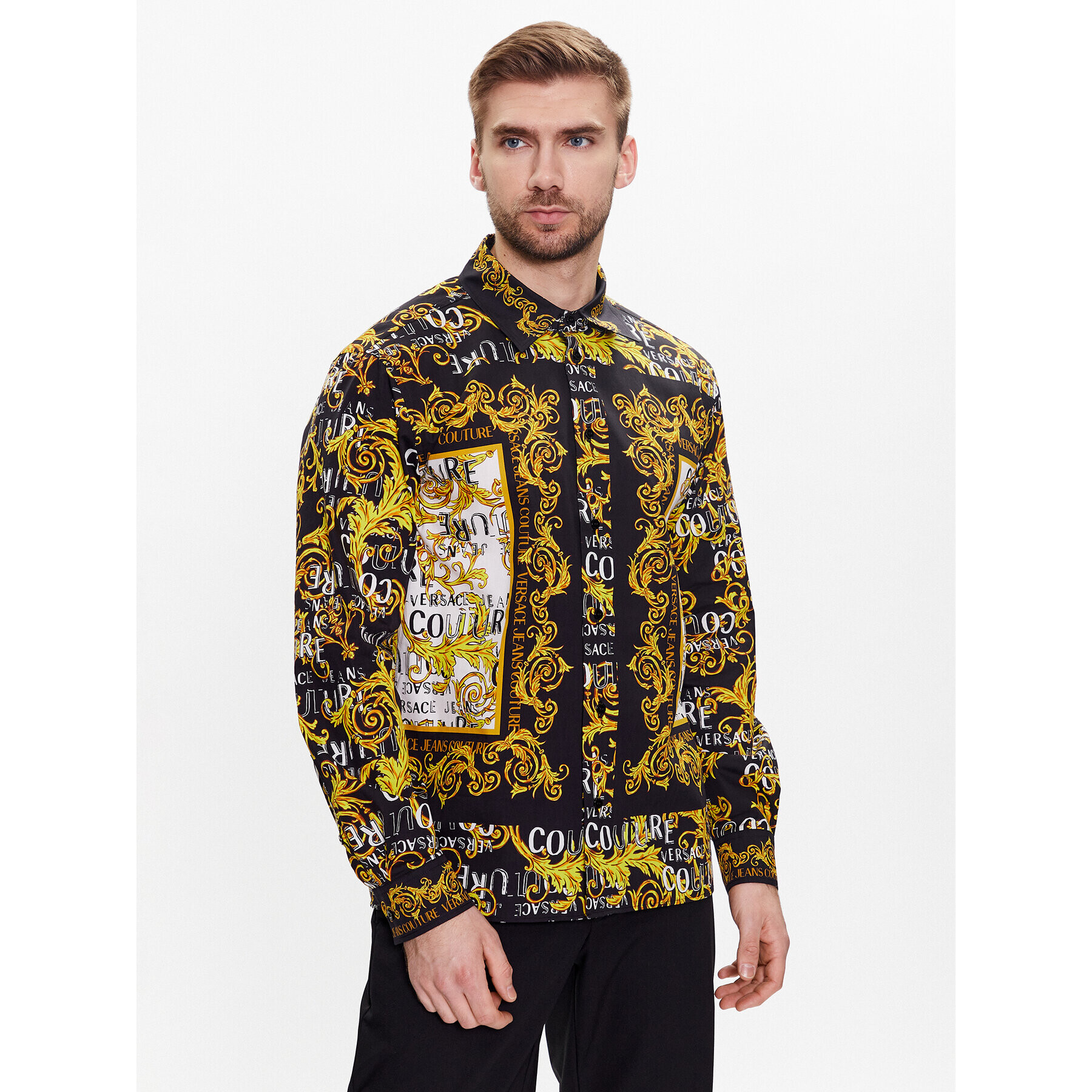 Versace Jeans Couture Srajca Panel Baroque 74GAL2RB Pisana Regular Fit - Pepit.si