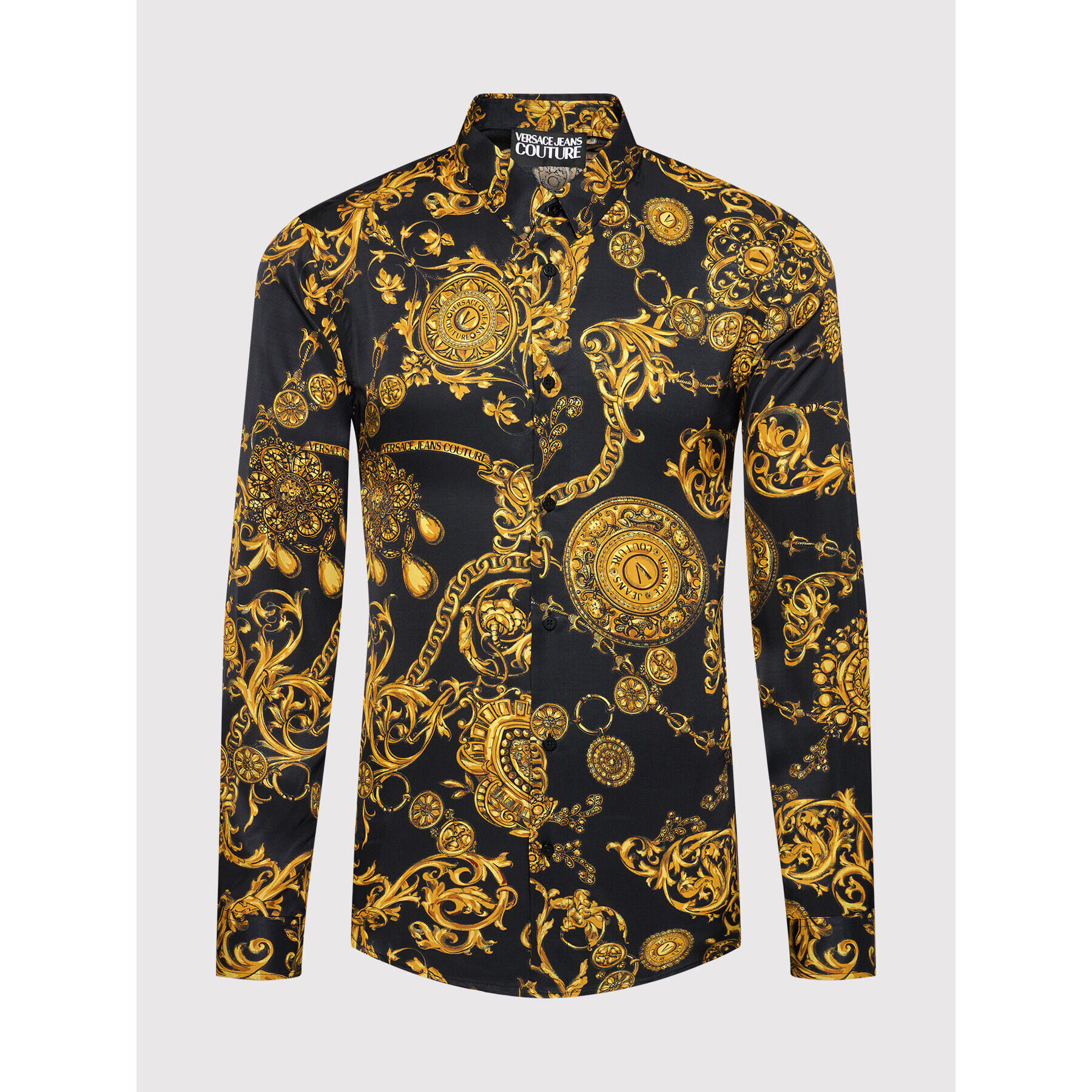 Versace Jeans Couture Srajca Print Baroque Bijoux 71GAL2S0 Črna Regular Fit - Pepit.si