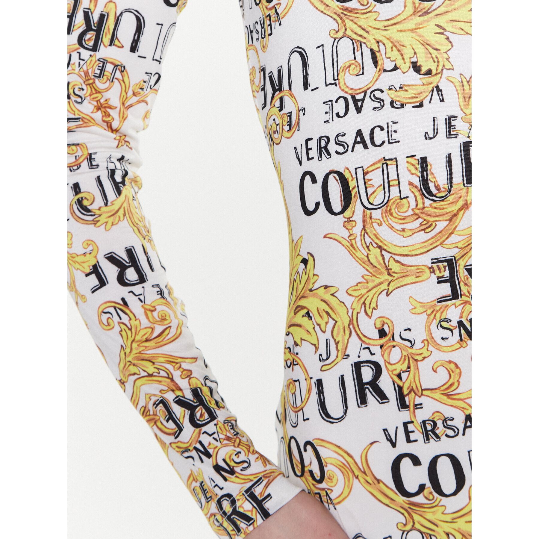 Versace Jeans Couture Vsakodnevna obleka Print Logo 74HAO938 Bela Slim Fit - Pepit.si