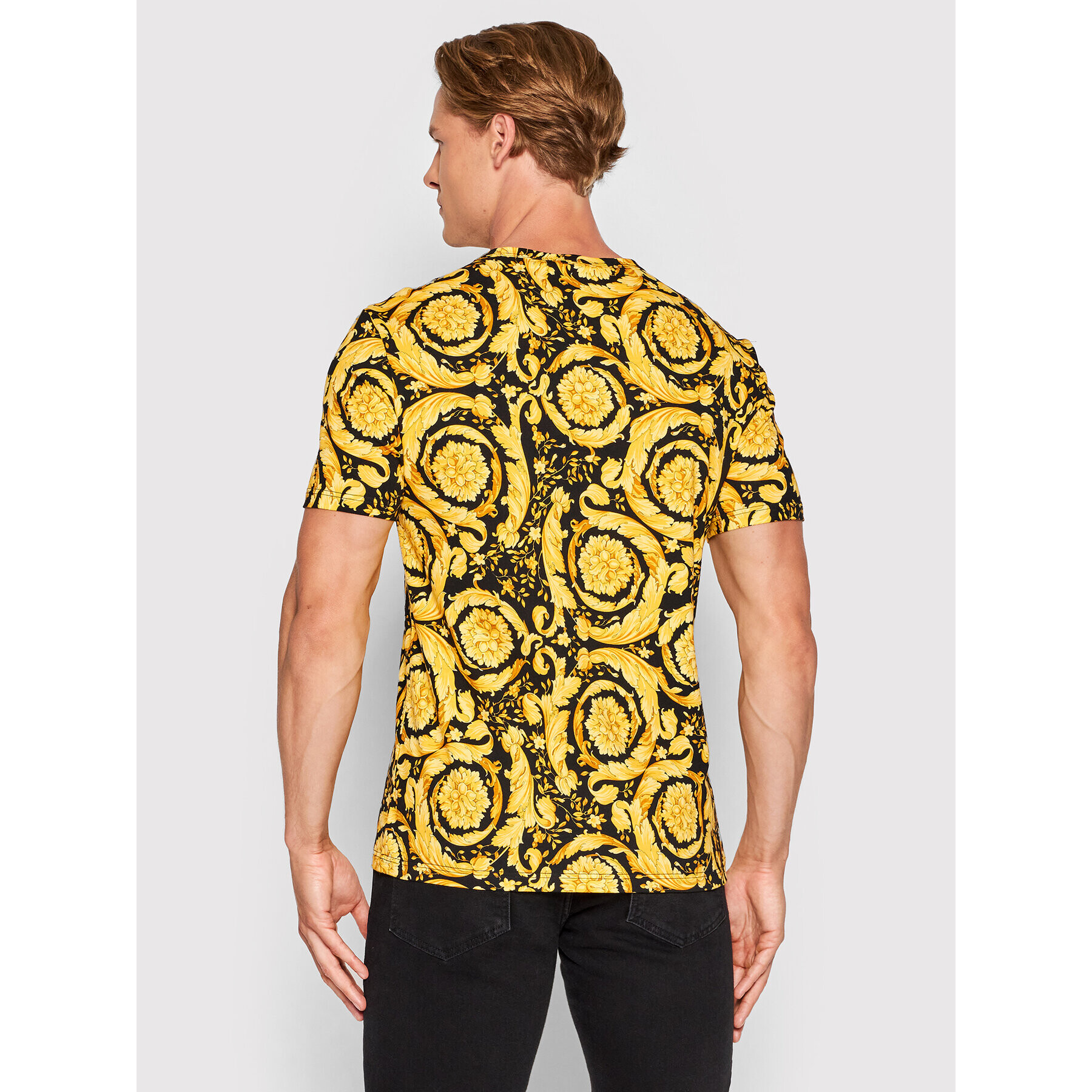 Versace Majica Barocco Print 1000959 Rumena Regular Fit - Pepit.si