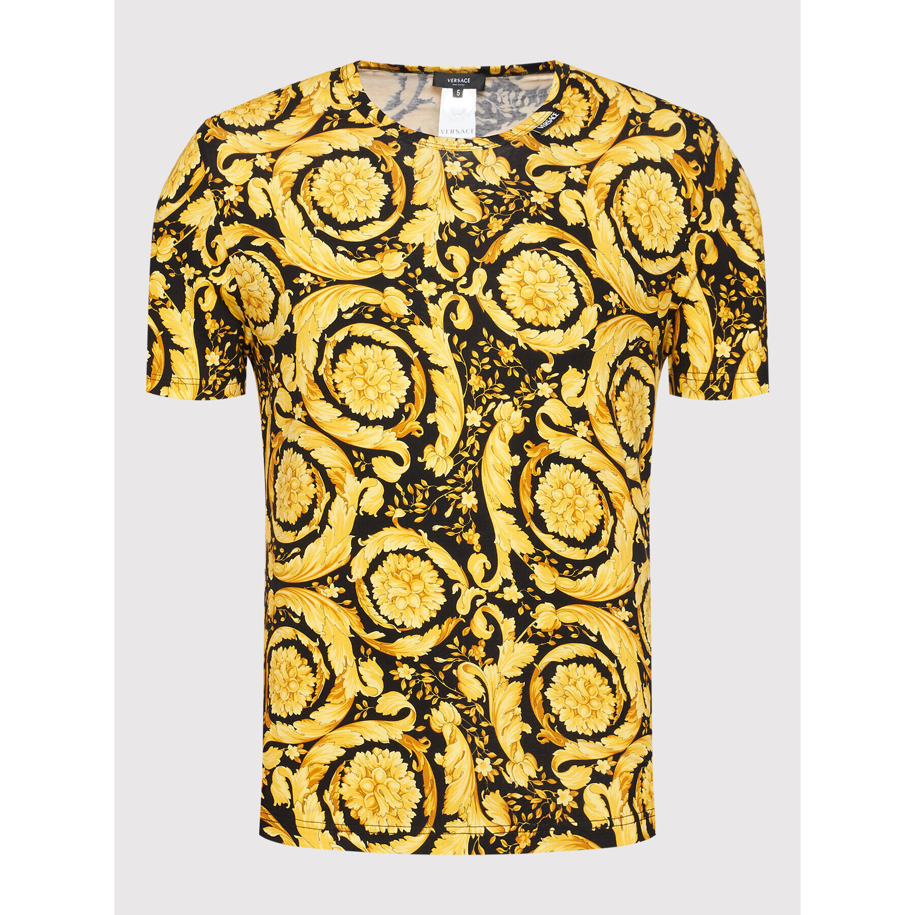 Versace Majica Barocco Print 1000959 Rumena Regular Fit - Pepit.si