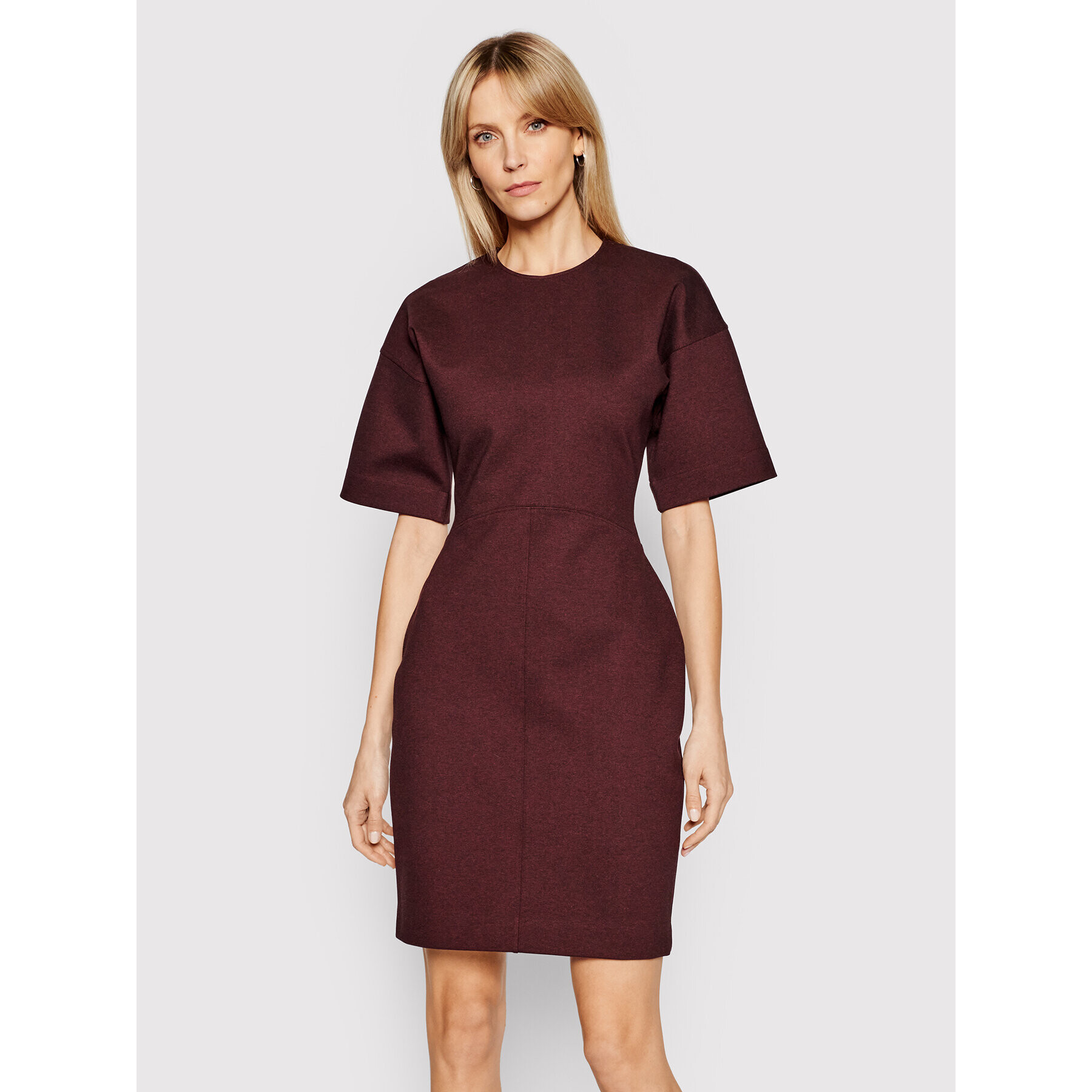 Victoria Victoria Beckham Pletena obleka Ponti 2221JDR002477A Bordo rdeča Slim Fit - Pepit.si