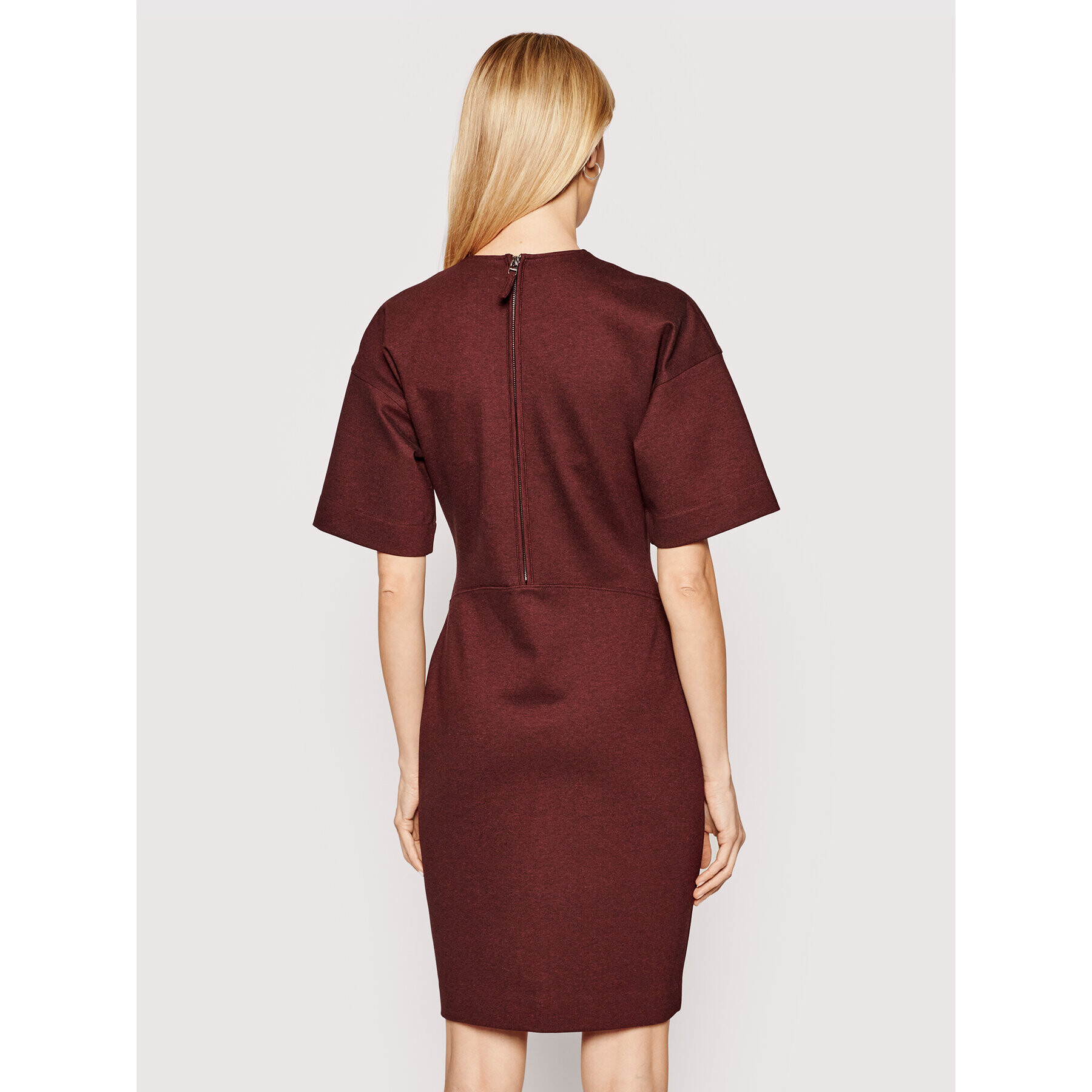 Victoria Victoria Beckham Pletena obleka Ponti 2221JDR002477A Bordo rdeča Slim Fit - Pepit.si