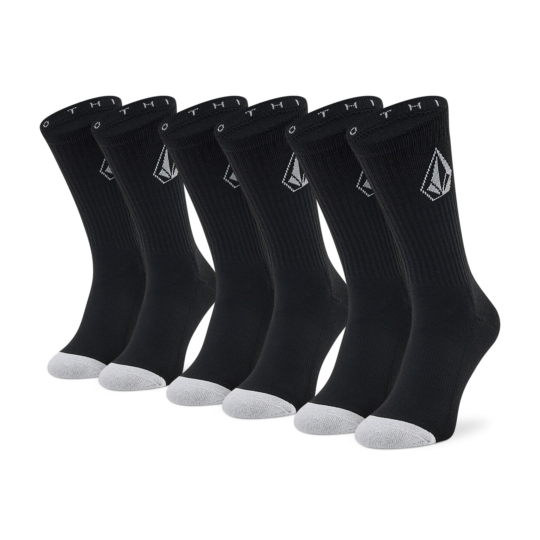 Volcom Set 3 parov moških visokih nogavic Full Stone Sock D6302004 Črna - Pepit.si