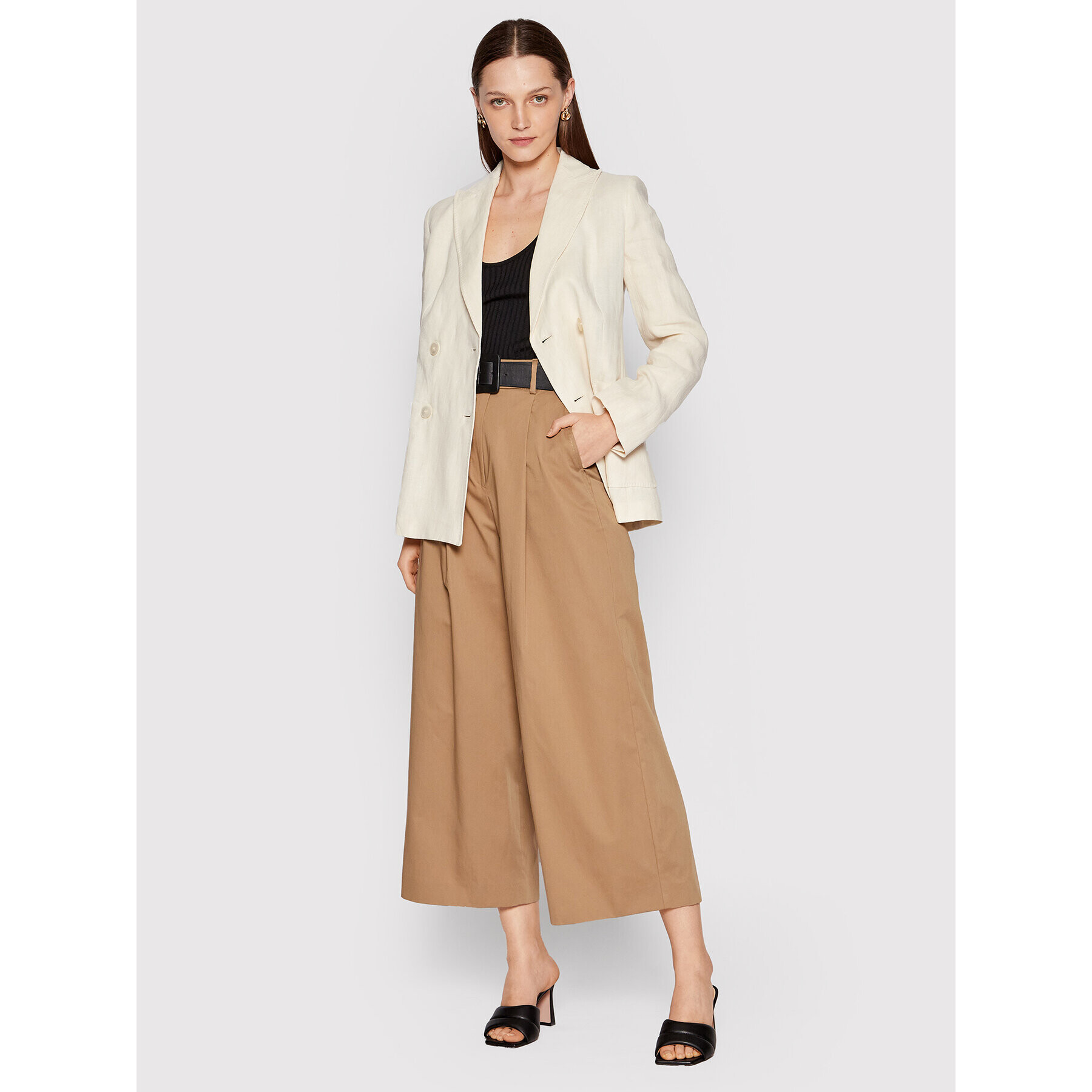 Weekend Max Mara Ohlapne hlače Mia 51311521 Bež Relaxed Fit - Pepit.si