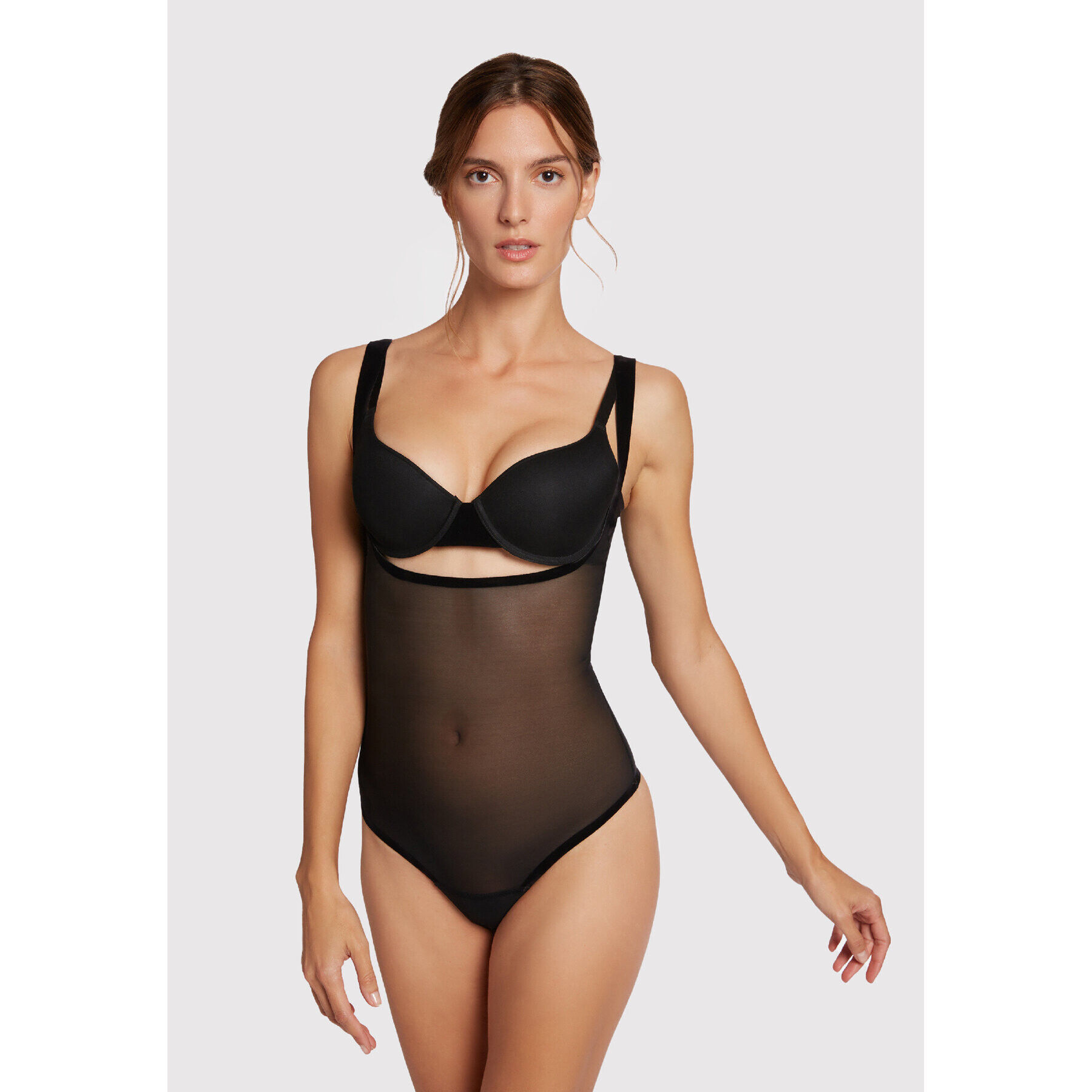 Wolford Bodi Tulle 79042 Črna - Pepit.si