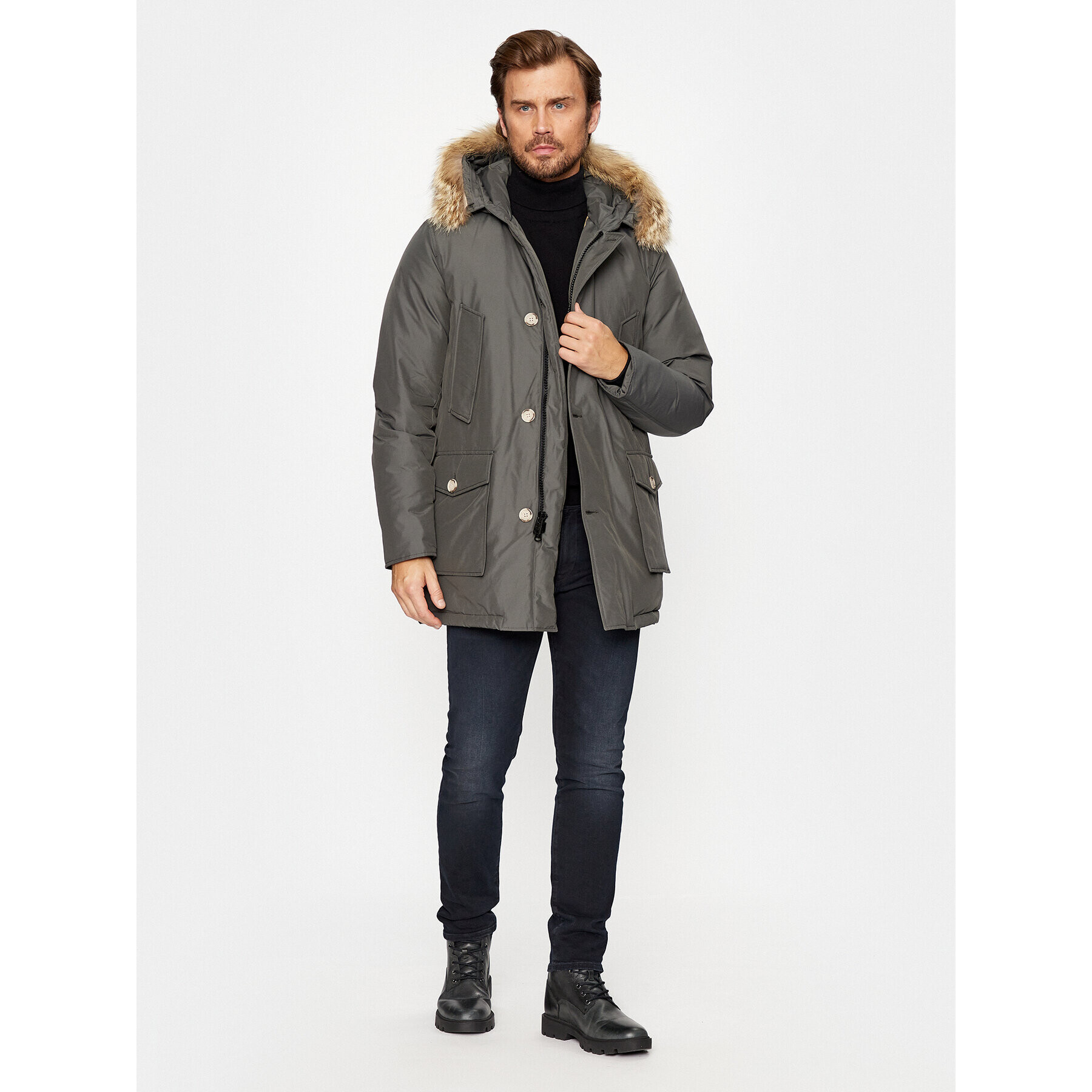 Woolrich Parka Arctic CFWOOU0482MRUT0001 Siva Regular Fit - Pepit.si