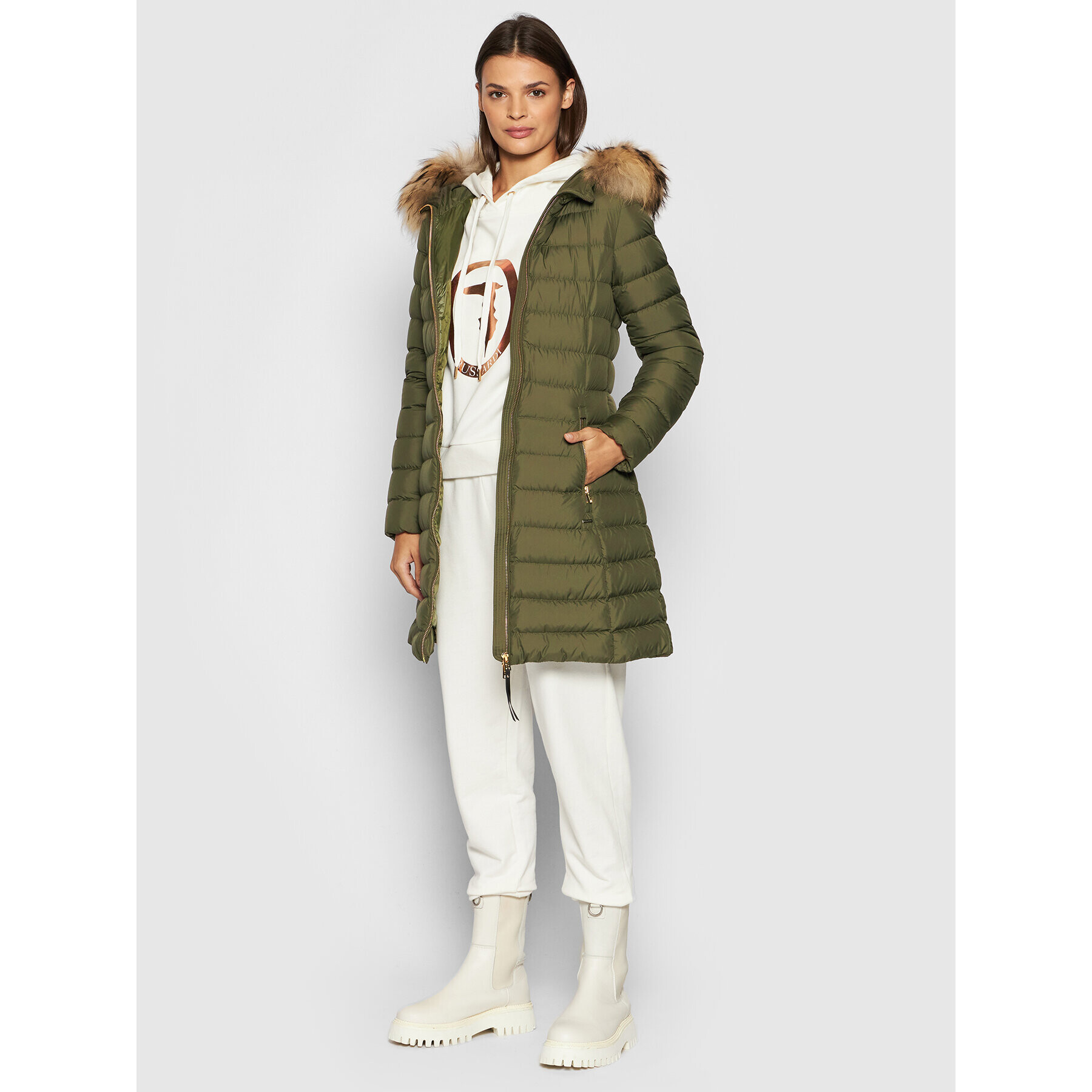 Woolrich Puhovka Ellis CFWWOU0508FRUT2635 Zelena Regular Fit - Pepit.si