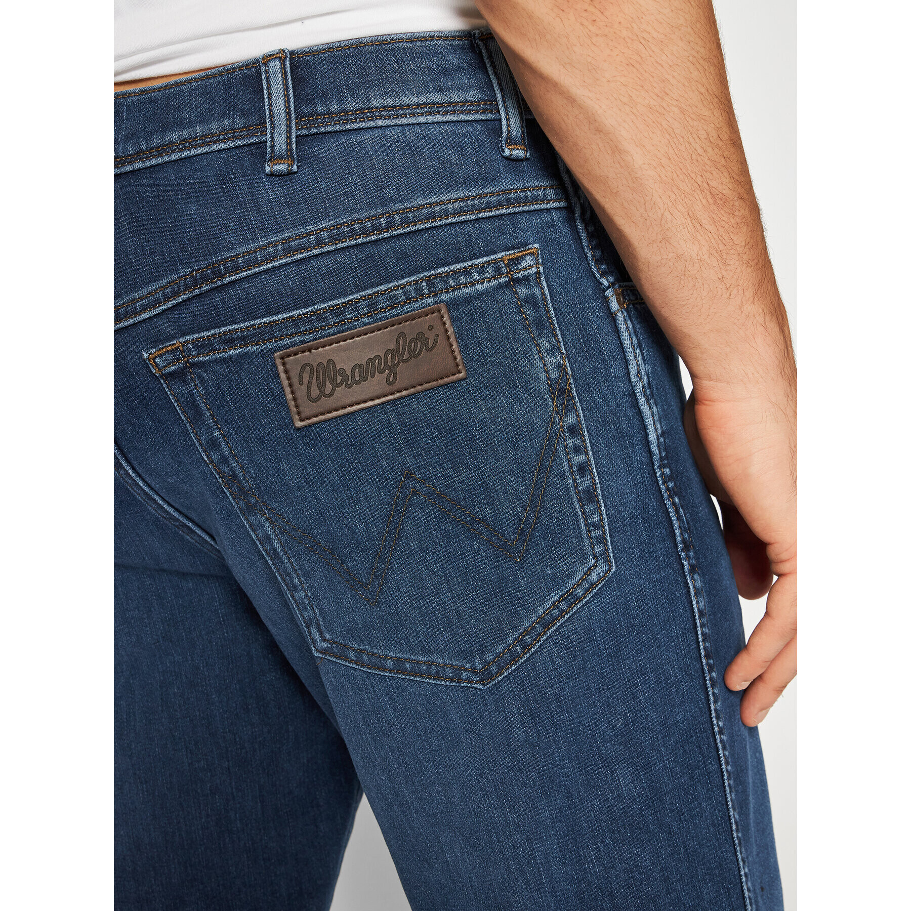 Wrangler Jeans hlače Texas W12SAO67S Mornarsko modra Slim Fit - Pepit.si