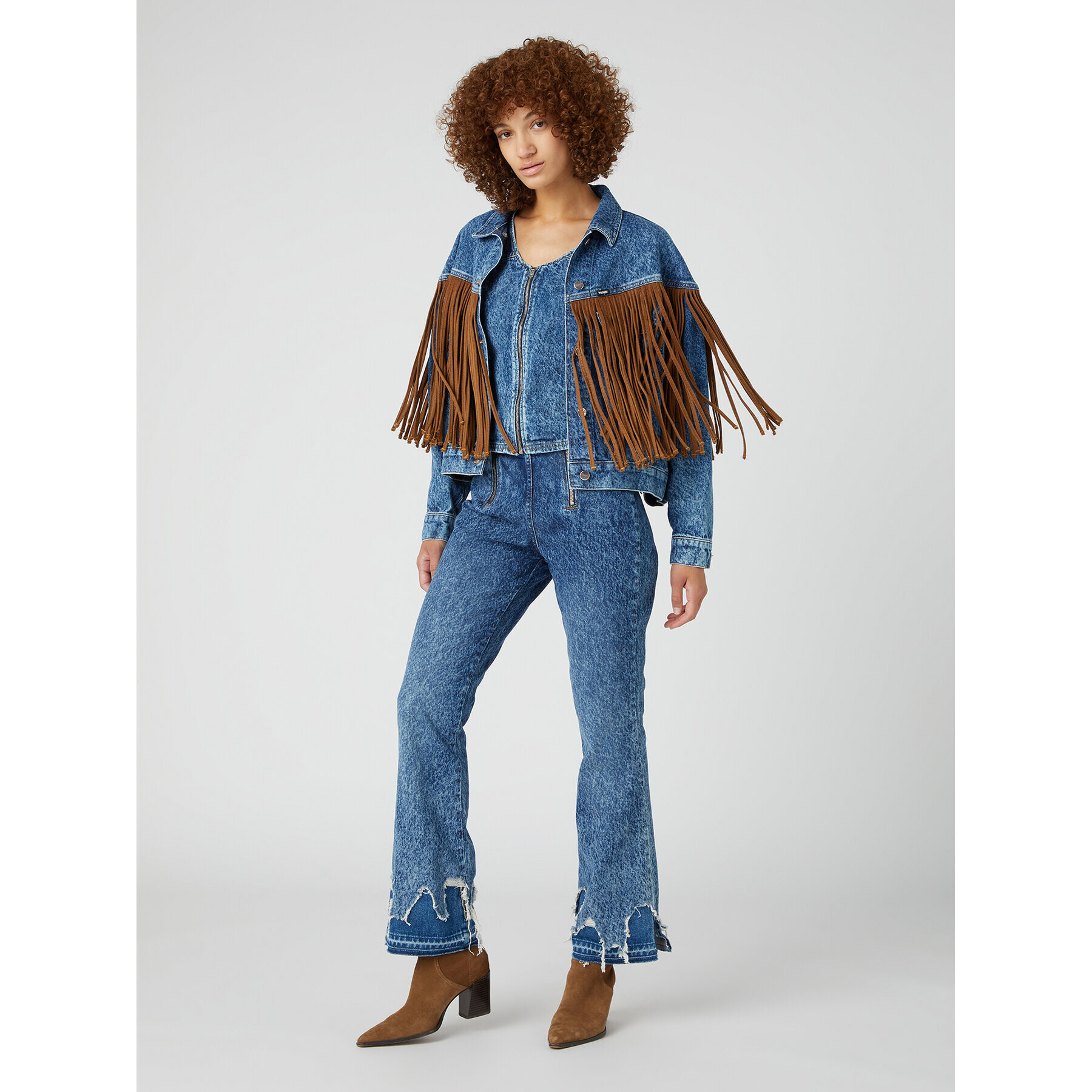 Wrangler Jeans jakna Cowboy Fringe W4FA96M27 112327084 Modra Regular Fit - Pepit.si