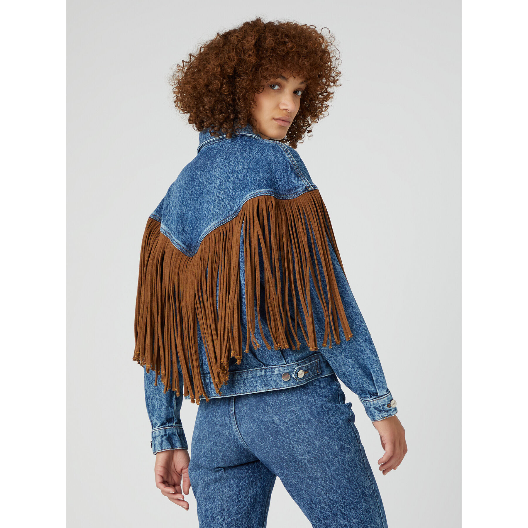 Wrangler Jeans jakna Cowboy Fringe W4FA96M27 112327084 Modra Regular Fit - Pepit.si