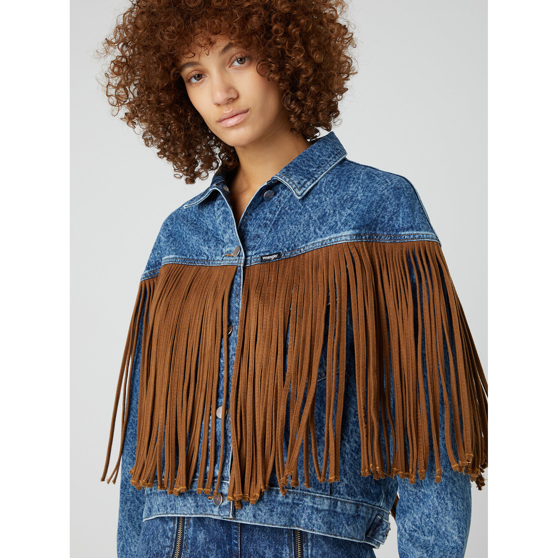 Wrangler Jeans jakna Cowboy Fringe W4FA96M27 112327084 Modra Regular Fit - Pepit.si