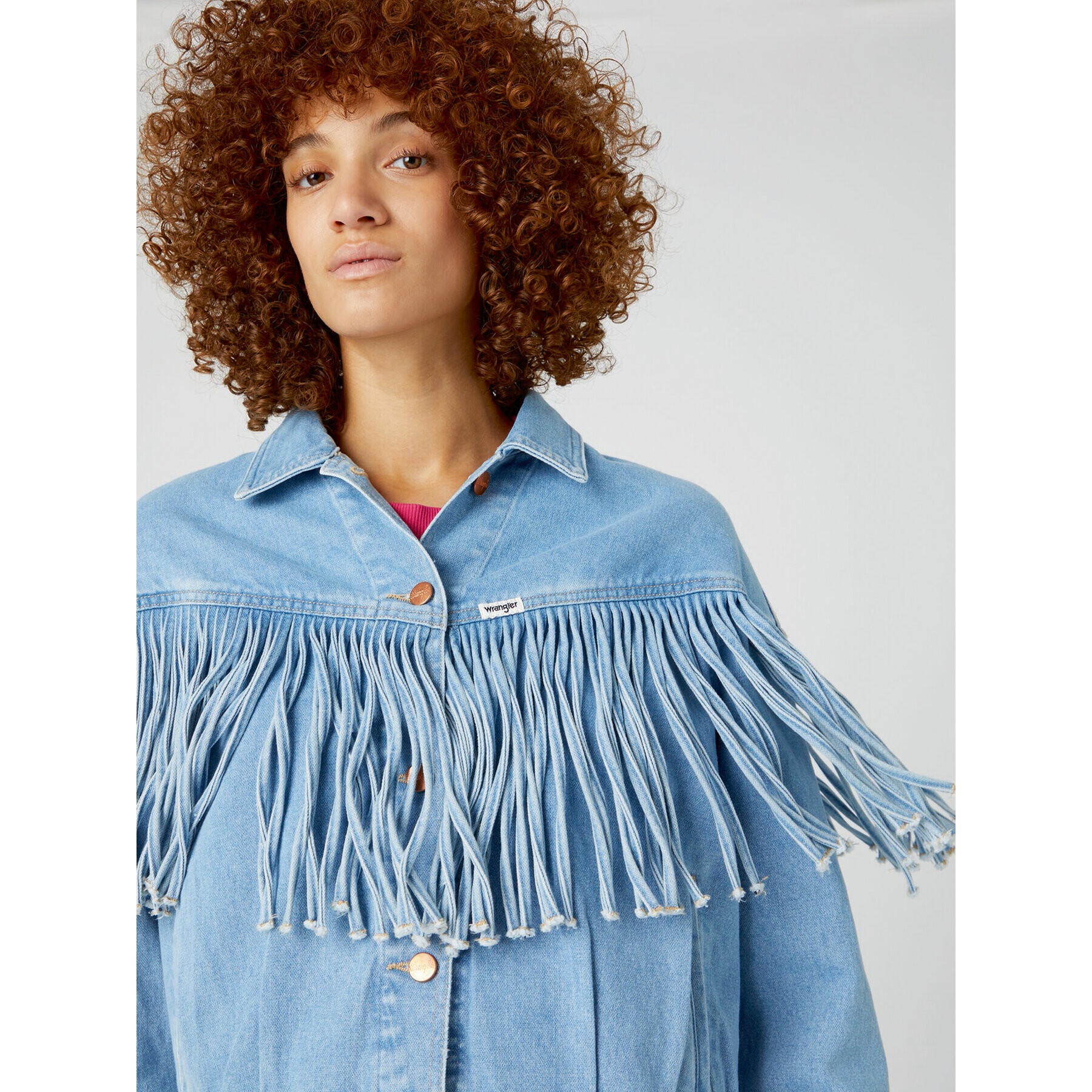 Wrangler Jeans jakna Western Fringe W5039632W 112332055 Modra Relaxed Fit - Pepit.si