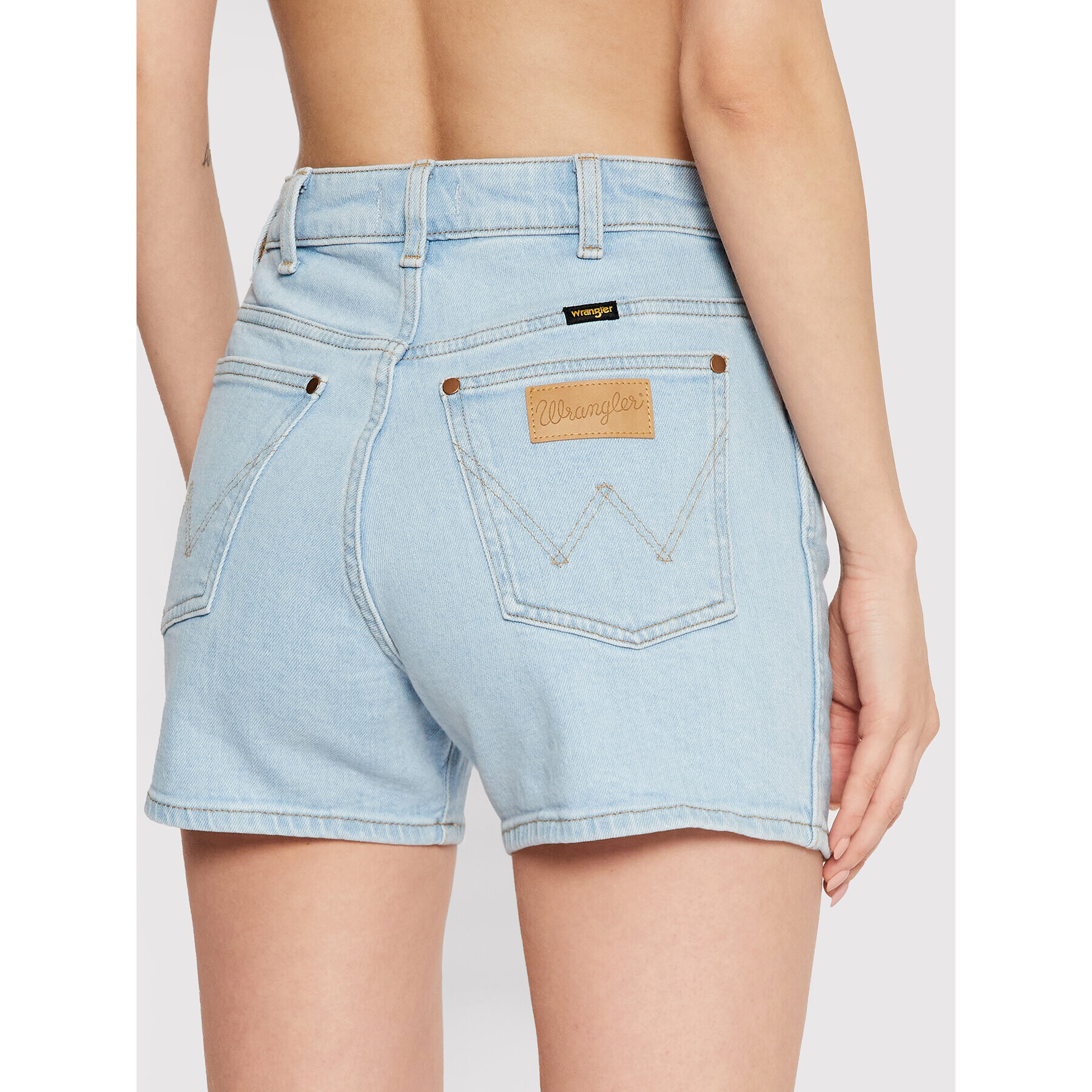 Wrangler Jeans kratke hlače W22DZH25E Modra Mom Fit - Pepit.si