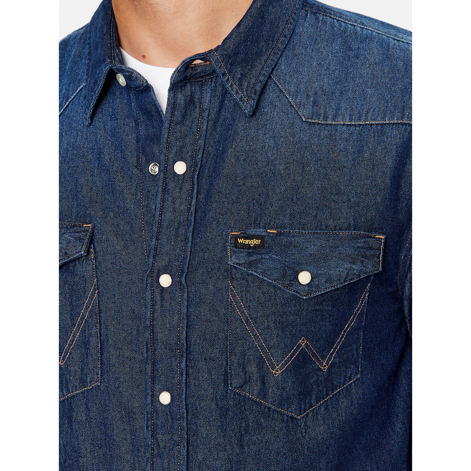 Wrangler Jeans srajca 27Mw 112341088 Mornarsko modra Regular Fit - Pepit.si