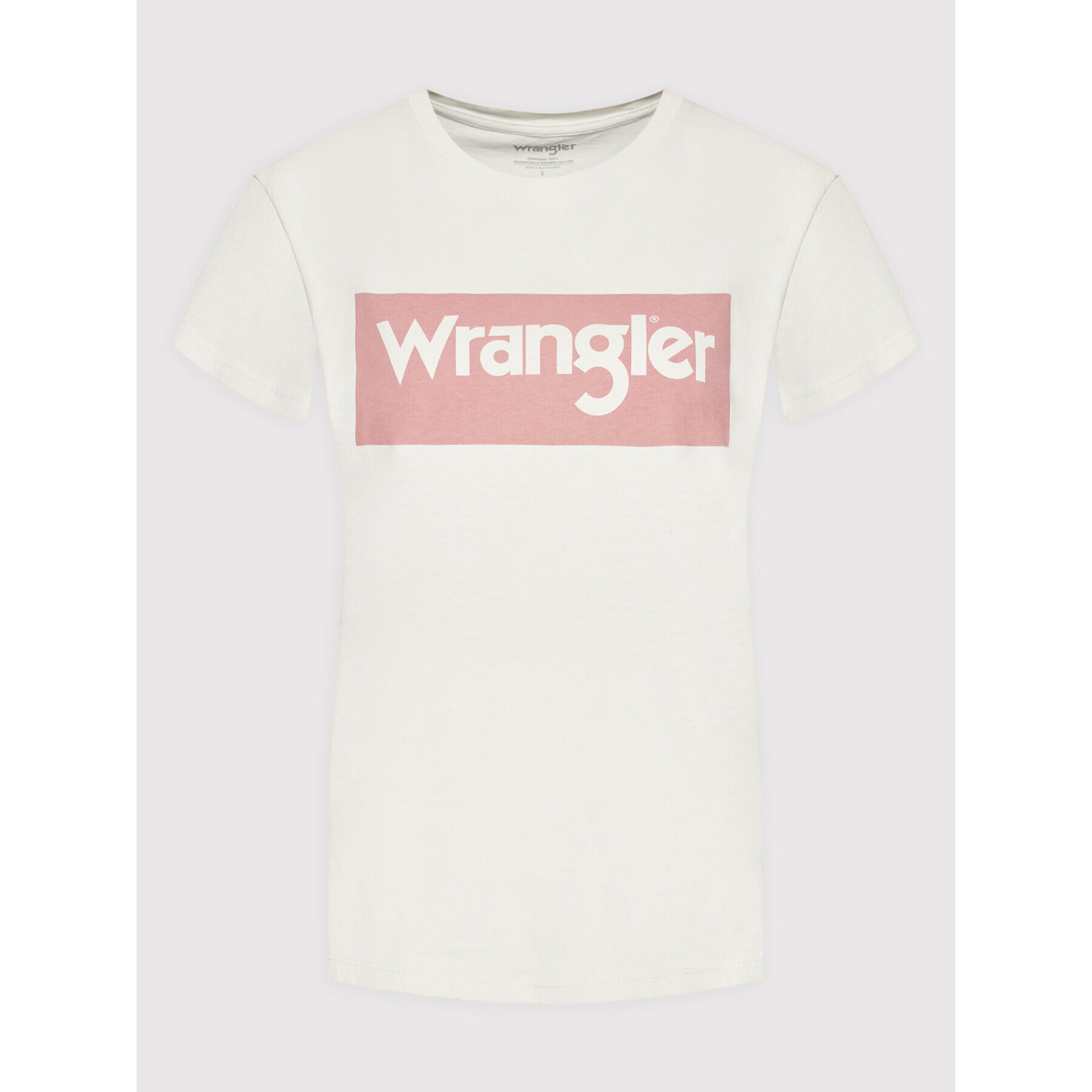 Wrangler Majica Box Logo W7P3D3C11 Bež Regular Fit - Pepit.si