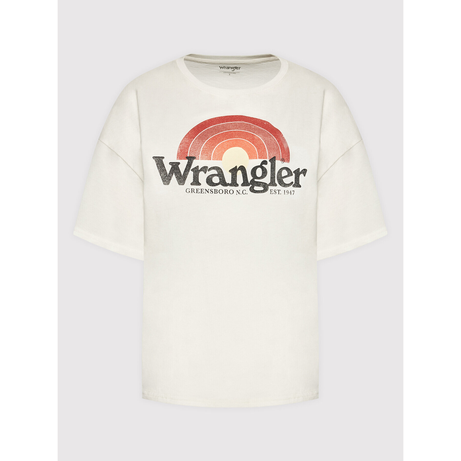 Wrangler Majica Girlfriend W7R9GHC11 Bela Regular Fit - Pepit.si