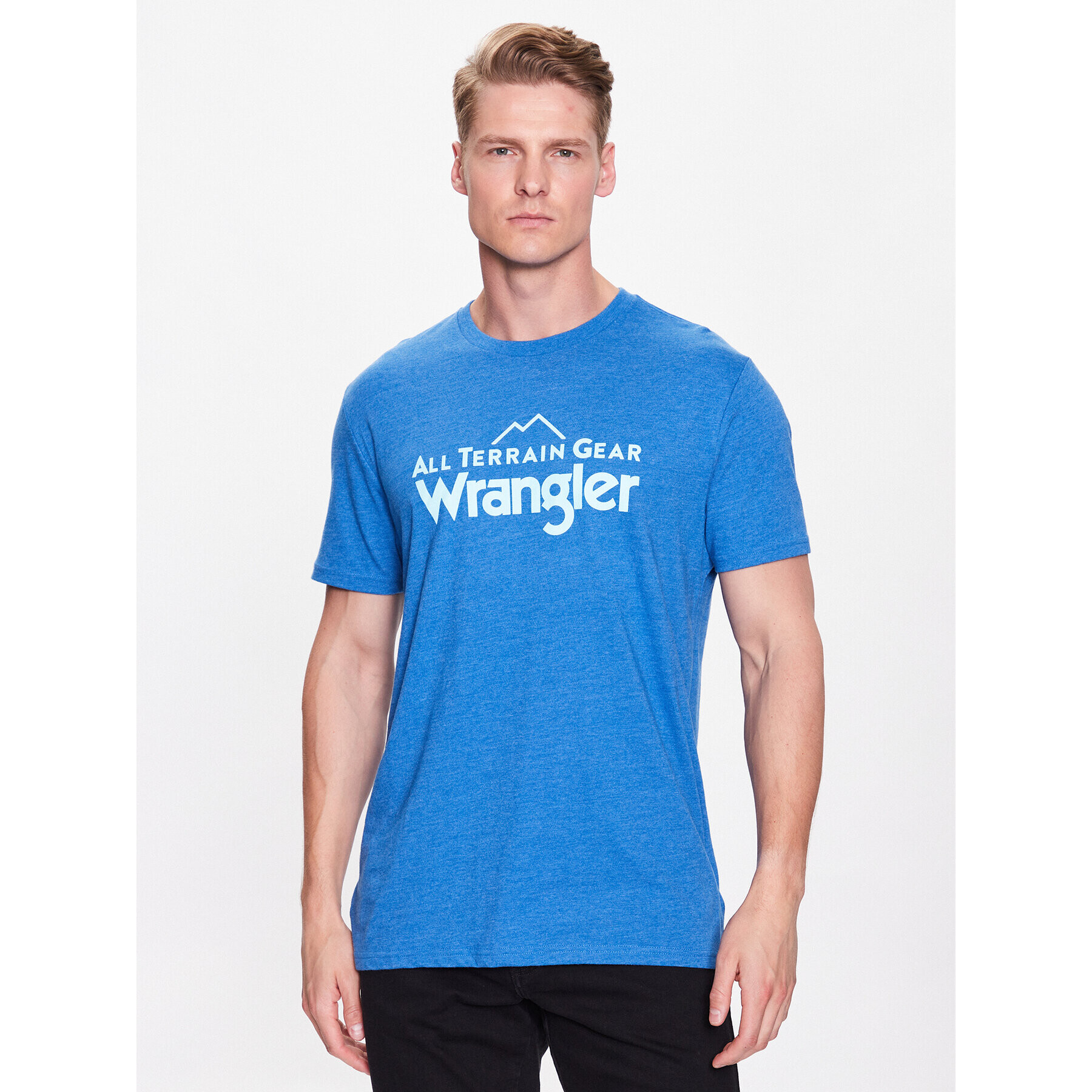 Wrangler Majica Logo Tee WC5FGE47G 112335672 Modra Regular Fit - Pepit.si