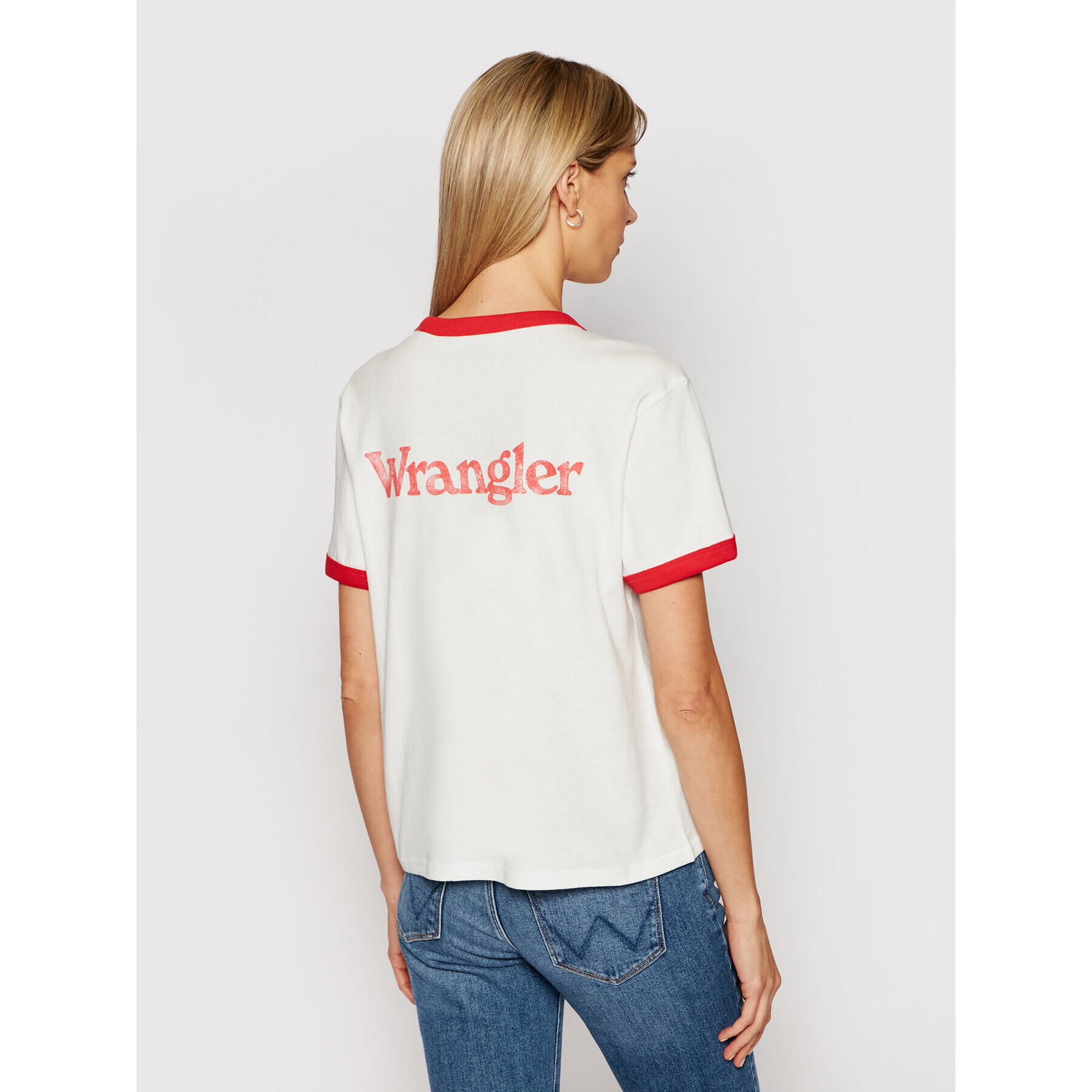 Wrangler Majica Ringer W7S0DRR06 Bela Relaxed Fit - Pepit.si