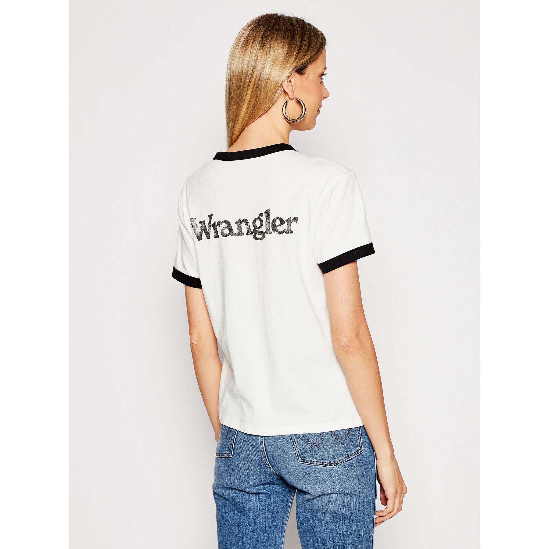 Wrangler Majica Ringer W7S0DRXV6 Bela Relaxed Fit - Pepit.si