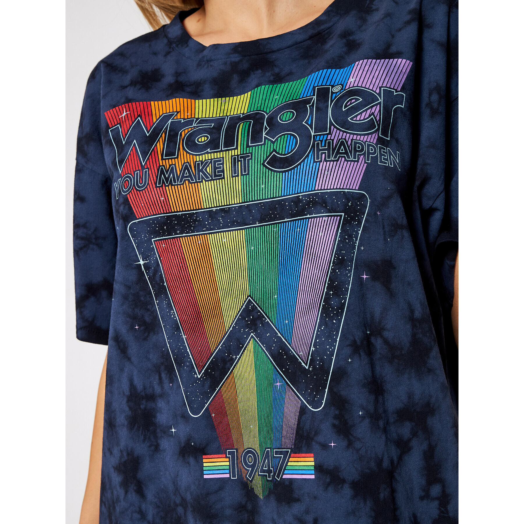 Wrangler Majica Tee W7R3GFB28 Mornarsko modra Oversize - Pepit.si