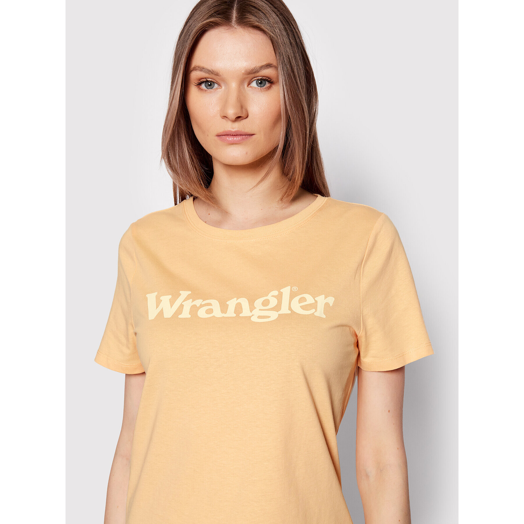 Wrangler Majica W7N4GHA22 Oranžna Regular Fit - Pepit.si