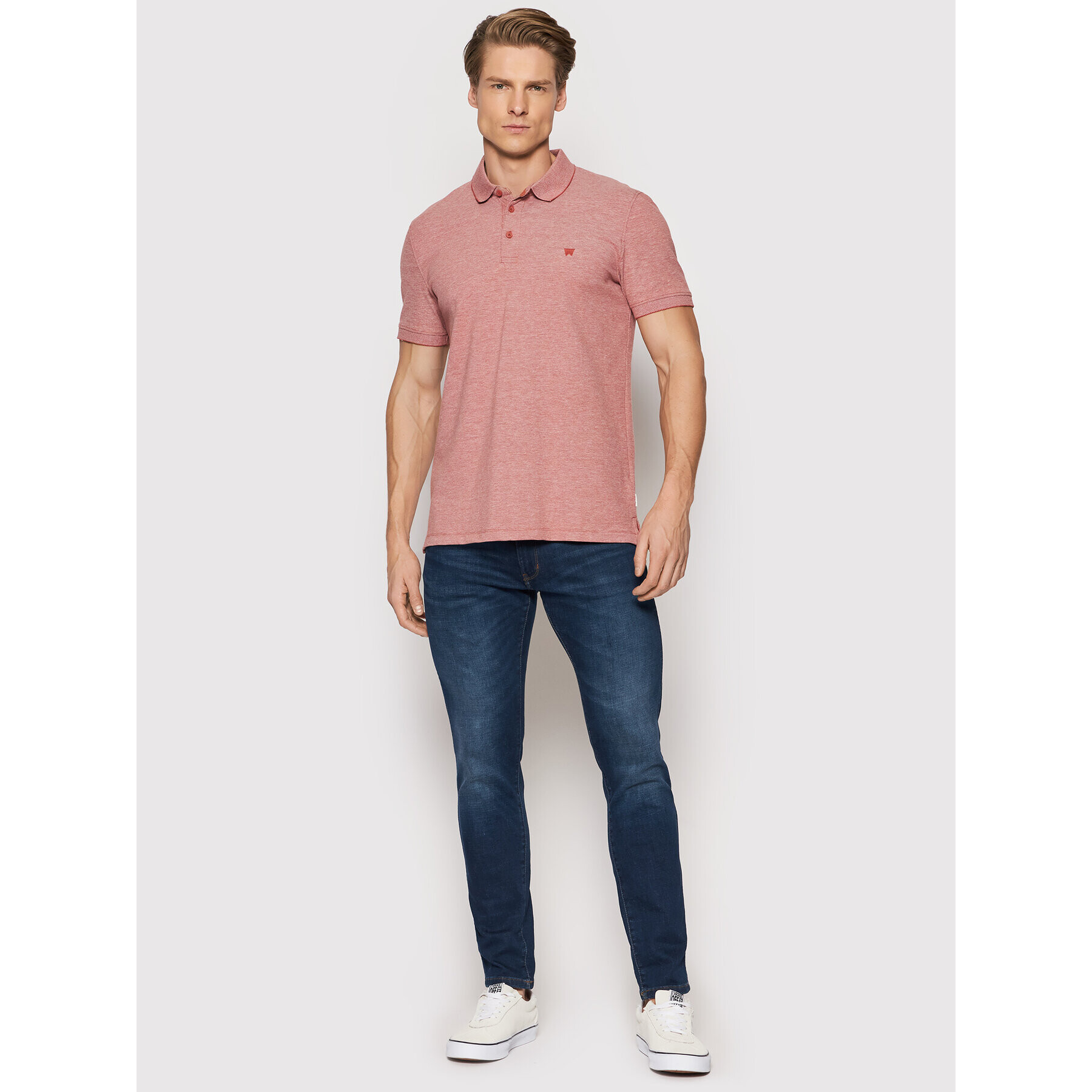 Wrangler Polo majica Refined W7H7KER11 Rdeča Regular Fit - Pepit.si