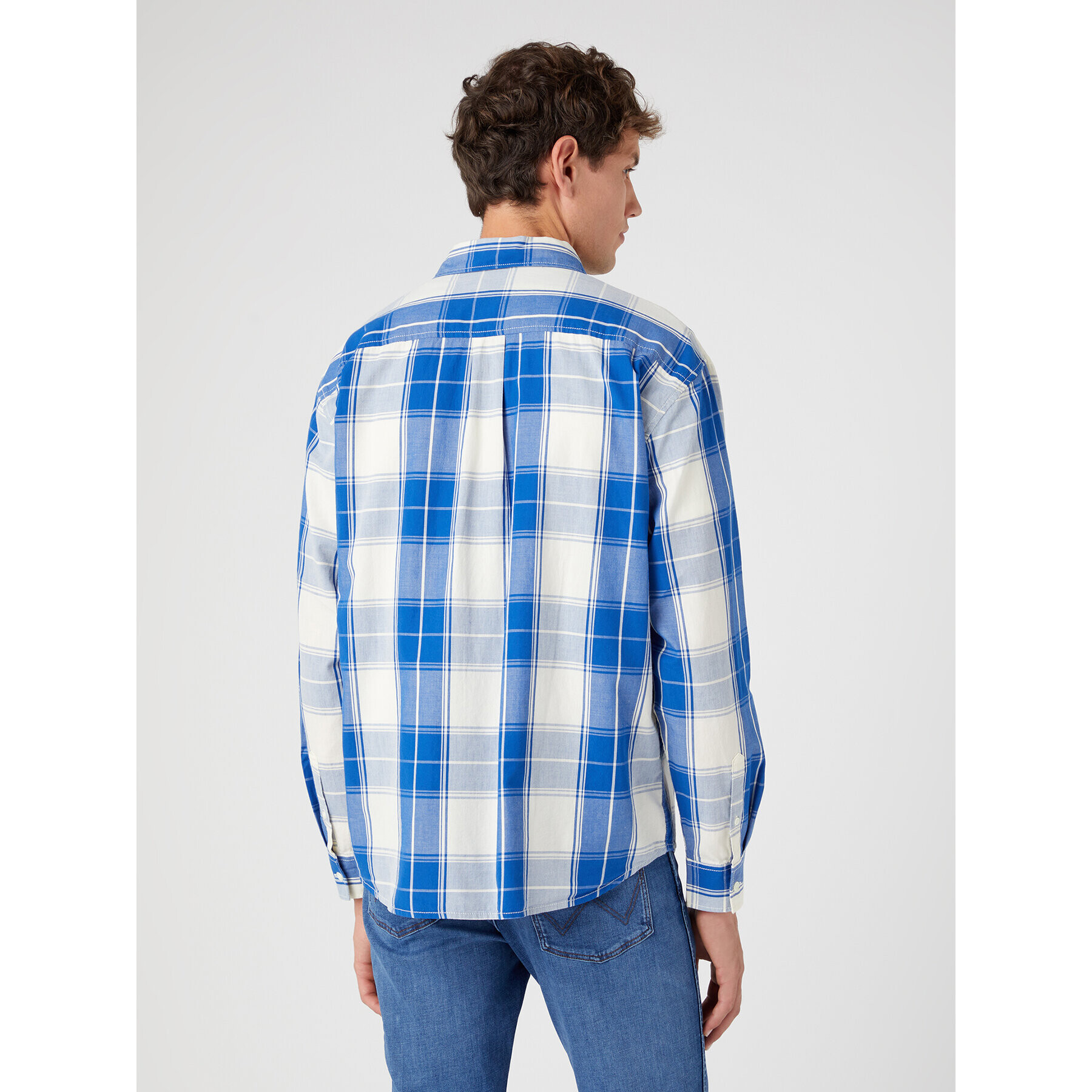 Wrangler Srajca W5D64MXV2 Modra Relaxed Fit - Pepit.si